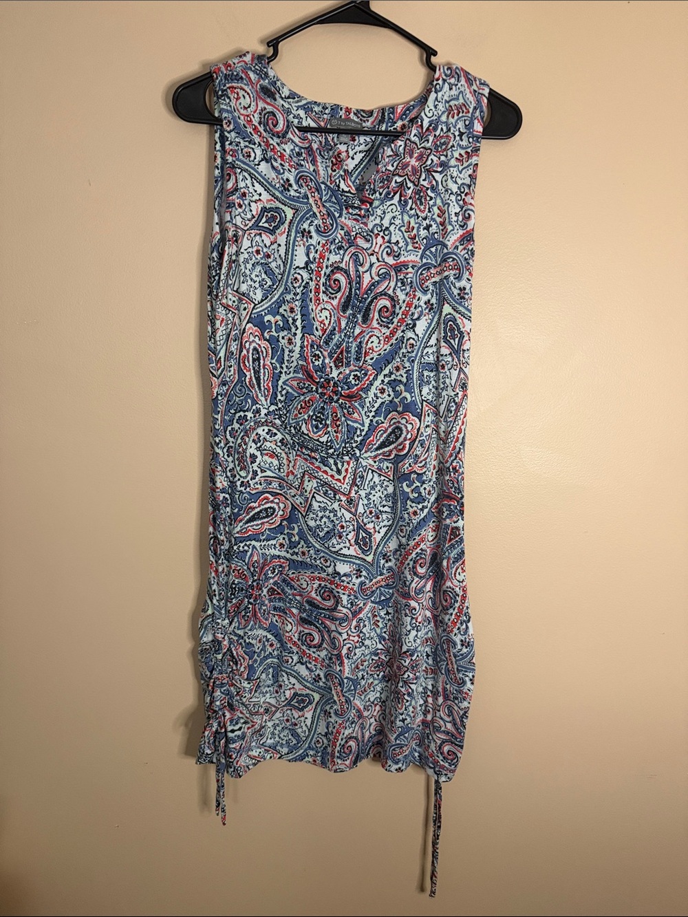 Talbots Blue, White & Pink Paisley Midi Dress